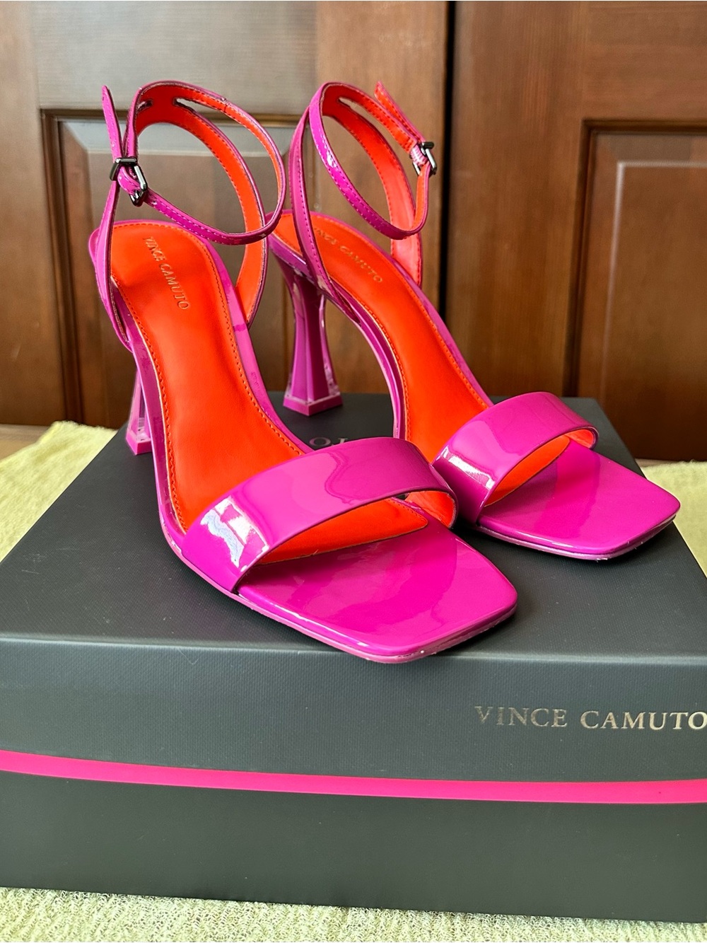Vince Camuto Hot Pink Patent Ankle-Strap Heels